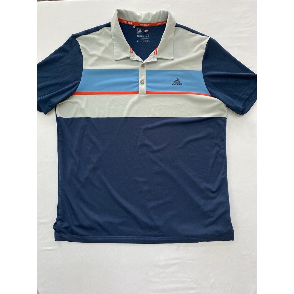 Adidas Golf Climacool Colorblock Polo Shirt Men's Large Blue Gray Performance